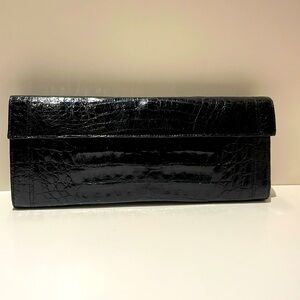 Nancy Gonzalez Black Double Flap Crocodile Clutch